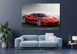 Red Ferrari Canvas Wall Art , Extra Large Ferrari Poster, Red Ferrari Painting, Supercar Print, Gift for Him, Ferrari Wa