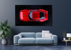 Red Porsche 911 Carrera Wall Art Poster , Super Car Porche Living Room Decor Porsche Canvas Print  Gift for him Red Pors