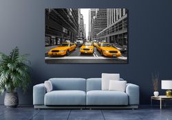 taxi of new york canvas wall art, new york wall art, yellow car wall art, car wall decor, landscape art, gift for him ta