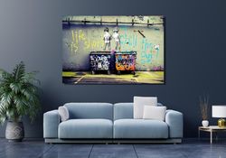 Banksy Life is short Chill the Duck out Wall Art Print, Banksy Canvas Home Decor, Banksy Living Room Decor, Graffiti Str