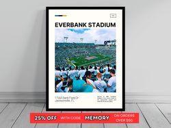 EverBank Stadium Field Print  Jacksonville Jaguars Poster  NFL Art  NFL Stadium Poster   Oil Painting  Modern Art   Art