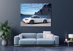 White Porsche 911 Carrera Canvas Wall Art Super Car Porsche Living Room Decor  Porsche 911 Modern Poster Print Gift for