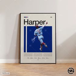 Bryce Harper Poster, Philadelphia Phillies, Baseball Prints, Sports Poster, Baseball Player Gift, Baseball Wall Art, Spo