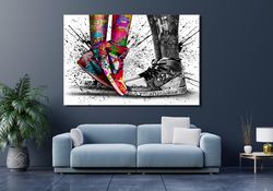Banksy Love Is Image, Grafitti Nike Shoe Picture, Air Jordan Canvas Art, Short Girlfriend Wall Art, Colorful Sneakers Pr