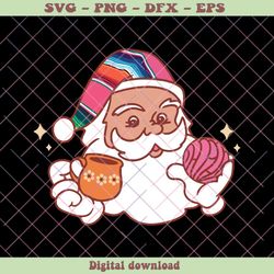 Mexican Christmas Santa Claus Holding Cafecito SVG File