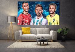 ronaldo messi neymar  canvas wall art poster,  football print home deco living room no frame ronaldo messi neymar home d