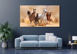 Running Horses Canvas Wall Art, Strong Horses Canvas Poster , Home Decor Art, Colourful Print Canvas Print Decor Home, N