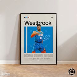 Russell Westbrook Poster, Oklahoma City Thunder OKC, NBA Poster, Sports Poster, Mid Century Modern, NBA Fans, Sports Bed