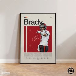 Tom Brady Poster, Tampa Bay Buccaneers Poster, NFL Poster, Sports Poster, Football Poster, NFL Wall Art, Sports Bedroom
