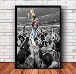 2022 World Cup Champions, Lionel Messi Poster, Argentina Football Poster, Canvas poster Home Deco Living Room No Frame-3