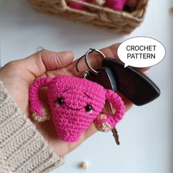 Crochet pattern uterus model keychain, crochet uterus, amigurumi uterus, uterus keychain crochet pattern