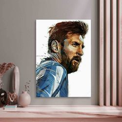 wall art  lionel messi world cup poster canvas wall art, messi signature and world cup canvas, football cup ready to han