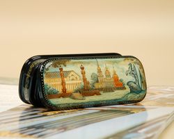 Small St Petersburg lacquer box Russian decorative art
