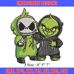 Grinch And Jack Skellington Embroidery design, Grinch Christmas Embroidery, Horror design, logo shirt, Digital download.