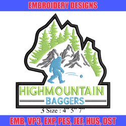 High Mountain Baggers embroidery design, logo embroidery, logo design, embroidery file, logo shirt, Digital download.