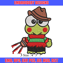 Keroppi Freddy Krueger Embroidery design, Horror Embroidery, horror design, Embroidery File, Digital download.