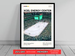 Xcel Energy Center Minnesota Wild Poster NHL Art NHL Arena Poster Oil Painting Modern Art Travel Art