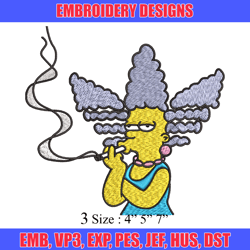 Marge Simpson Smoking Embroidery design, Marge Simpson Embroidery, cartoon design, Embroidery File, Digital download.
