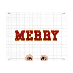 Red and Gold Glitter Covered Merry PNG, Merry PNG, Merry Christmas PNG Sublimation Design, Merry xmas Png