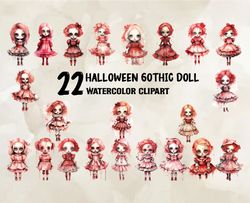 22 Halloween 60Thic Doll Watercolor Clipart, Halloween Svg, Cute Halloween, Halloween, Halloween Png 30