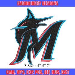 Miami Marlins Embroidery Design, Brand Embroidery, Embroidery File, Logo shirt, Sport Embroidery, Digital download.