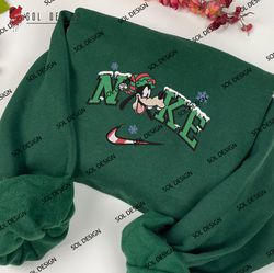 Nike Goofy Elf Christmas Embroidered Sweatshirt, Christmas Disney Embroidered Shirt, Xmas Unisex Embroidered Hoodie