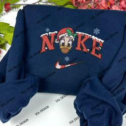 Nike Daisy Duck Elf Christmas Embroidered Sweatshirt, Christmas Disney Embroidered Shirt, Xmas Unisex Embroidered Hoodie