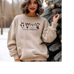 Mooey Christmas Sweatshirt, Cute Christmas Cows Sweatshirt, Funny Christmas Sweatshirt, Christmas Farm Shirt, Cow Lover