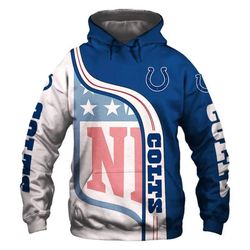 Indianapolis Colts Curved Stripes 3D Hoodie