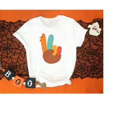 Thanksgiving Peace Sign Hand Shirt, Thanksgiving Outfit, Fall Shirt, Autumn Shirt, Thanksgiving Shirt, Happy Turkey Day