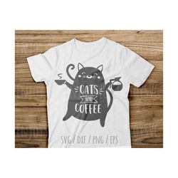 Cats and Coffee svg, I like cats svg, I like coffee svg, Coffee svg, Cat svg, Coffee svg, Love Coffee svg, Love cat svg, Silhouette, Cricut