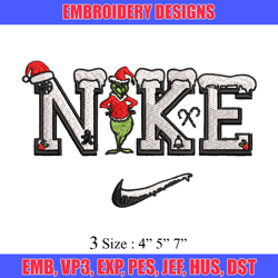 Nike Logo Grinch Merry Christmas Embroidery design, Grinch Embroidery, Nike design, Embroidery File, Digital download.