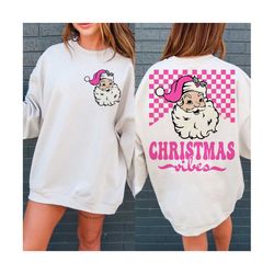 Retro Pink Christmas Vibes SVG PNG Sublimation, Santa Claus png, Christmas png, Christmas Svg, Retro Christmas Png, Sublimation Designs