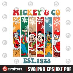 Vintage Mickey and Co Est 1928 Christmas PNG Download