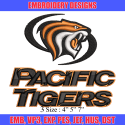 Pacific Tigers embroidery design, Pacific Tigers embroidery, logo Sport, Sport embroidery, NCAA embroidery.