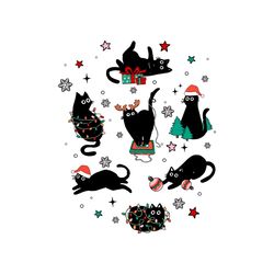 Black Cat Light Santa Hat Funny Christmas SVG File For Cricut