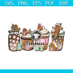Retro Gingerbread Christmas Coffee PNG Sublimation File
