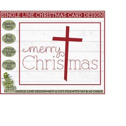 Cross Single Line Christmas Card SVG File, Single Line svg, Cricut Foil Transfer svg, Foil Quill Design, Christmas Card