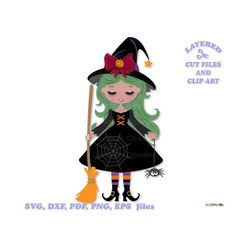 INSTANT Download. Cute witch girl cut files and clip art. W_40.
