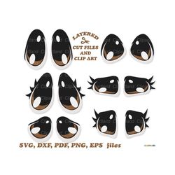 INSTANT Download. Cute cartoon brown eyes cut files and clip art. Personal and commercial use. E_5.