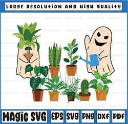 Retro Lady Gardener Ghost Gardening Plants Lover Halloween Svg, Ghost Plant Svg, Happy Halloween Png, Digital Download