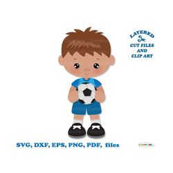 INSTANT Download. Cute little soccer player boy cut file and clip art. Personal and commercial use. S_6.
