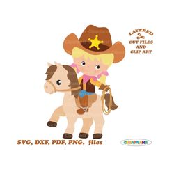 INSTANT Download. Cute blonde cowgirl with a lasso riding a horse svg cut file and clip art file. Commercial license is included! Cg_10.
