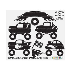 INSTANT Download. Monster truck silhouette svg cut file and clip art. Commercial license is included up to 500 uses! Mt_6.