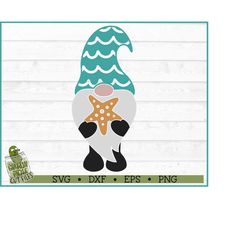 Beach Gnome with Starfish SVG File, dxf, eps, png, Summer Gnome svg, Gnome svg, Silhouette Cameo svg, Cricut svg, Cut Fi