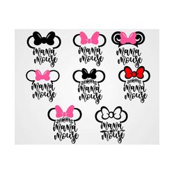 Mama Mouse svg, Mini Mouse SVG Instant Download, Couple Mouse Head svg, Mommy Mouse svg Cut File, Matching Bow svg, Family Trip svg