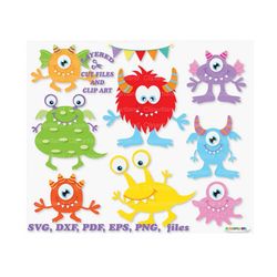 INSTANT Download. Cute monsters cut files and clip art. Personal and commercial use. M_36.