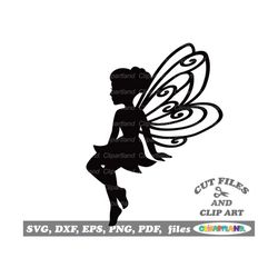 INSTANT Download. Commercial license is included up to 500 uses! Cute sitting fairy silhouette svg cut file and clip art. F_5.