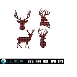 Reindeer SVG,  Deer SVG, Deer Head SVG, Plaid Deer svg, Christmas svg