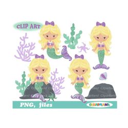 INSTANT Download. Cute mermaids clip art. Personal and Commercial use included! M_128.